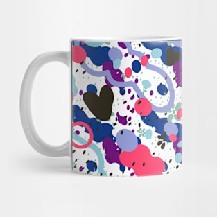 Abstract Doodle explosion of shapes in blue, pink and black Mug